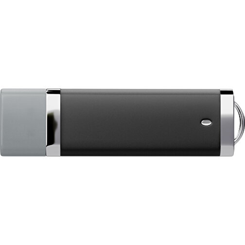 PromoPerfect USB-STICK 2.0 PLASTIK , schwarz / silber MB , 2 GB , Gummiplastik, Kunststoff MB , 7,00cm x 0,70cm x 2,00cm (Länge x Höhe x Breite), Bild 2