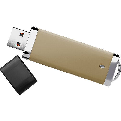 PromoPerfect USB-STICK 2.0 PLASTIK , gold / schwarz MB , 2 GB , Gummiplastik, Kunststoff MB , 7,00cm x 0,70cm x 2,00cm (Länge x Höhe x Breite), Bild 1