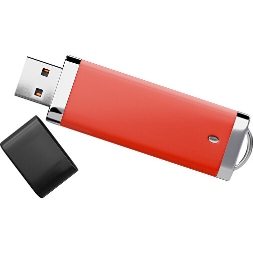 PromoPerfect USB-STICK 2.0 PLASTIK , rot / schwarz MB , 2 GB , Gummiplastik, Kunststoff MB , 7,00cm x 0,70cm x 2,00cm (Länge x Höhe x Breite), Bild 1