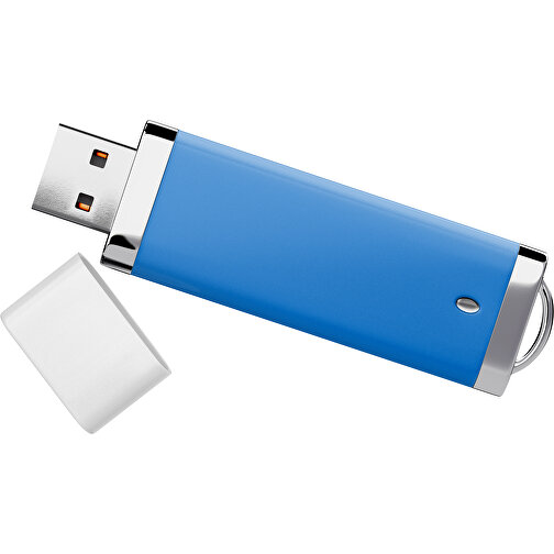 PromoPerfect USB-STICK 2.0 PLASTIK , kobaltblau / weiß MB , 2 GB , Gummiplastik, Kunststoff MB , 7,00cm x 0,70cm x 2,00cm (Länge x Höhe x Breite), Bild 1