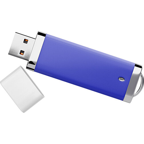 PromoPerfect USB-STICK 2.0 PLASTIK , blau / weiß MB , 2 GB , Gummiplastik, Kunststoff MB , 7,00cm x 0,70cm x 2,00cm (Länge x Höhe x Breite), Bild 1