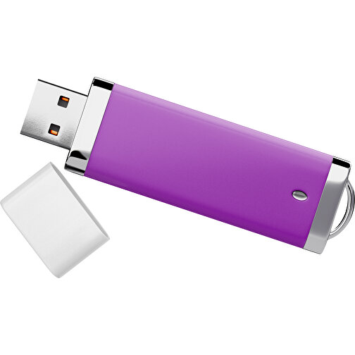 PromoPerfect USB-STICK 2.0 PLASTIK , dunkelmagenta / weiß MB , 2 GB , Gummiplastik, Kunststoff MB , 7,00cm x 0,70cm x 2,00cm (Länge x Höhe x Breite), Bild 1