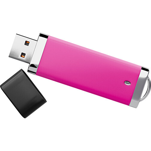 PromoPerfect USB-STICK 2.0 PLASTIK , pink / schwarz MB , 2 GB , Gummiplastik, Kunststoff MB , 7,00cm x 0,70cm x 2,00cm (Länge x Höhe x Breite), Bild 1