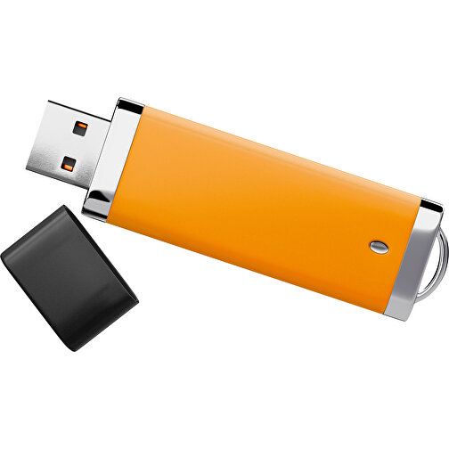 PromoPerfect USB-STICK 2.0 PLASTIK , gelborange / schwarz MB , 2 GB , Gummiplastik, Kunststoff MB , 7,00cm x 0,70cm x 2,00cm (Länge x Höhe x Breite), Bild 1