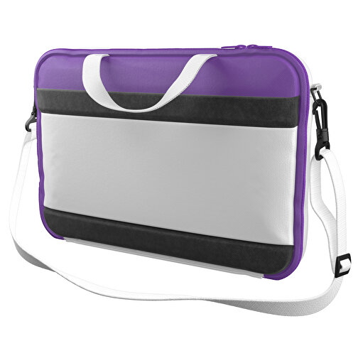 Laptoptasche Stripe , weiß / lavendellila, Sublimation-fabric 200g - Polyester (PU), 36,00cm x 28,00cm x 5,00cm (Länge x Höhe x Breite), Bild 1