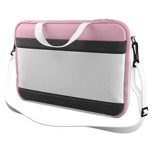 Laptoptasche Stripe , weiß / hellrosa, Sublimation-fabric 200g - Polyester (PU), 36,00cm x 28,00cm x 5,00cm (Länge x Höhe x Breite), Bild 1