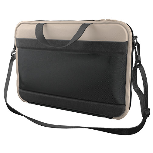 Laptoptasche Stripe , schwarz / beige, Sublimation-fabric 200g - Polyester (PU), 36,00cm x 28,00cm x 5,00cm (Länge x Höhe x Breite), Bild 1