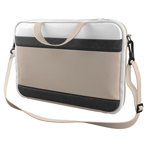 Laptoptasche Stripe , beige / weiß, Sublimation-fabric 200g - Polyester (PU), 36,00cm x 28,00cm x 5,00cm (Länge x Höhe x Breite), Bild 1