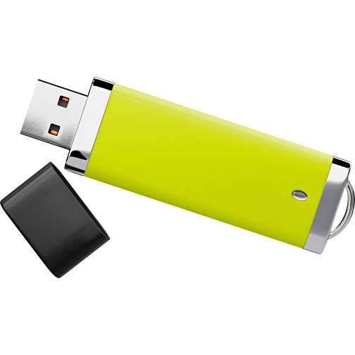 PromoPerfect USB-STICK 2.0 PLASTIK , hellgrün / schwarz MB , 1 GB , Gummiplastik, Kunststoff MB , 7,00cm x 0,70cm x 2,00cm (Länge x Höhe x Breite), Bild 1