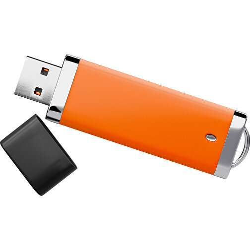 PromoPerfect USB-STICK 2.0 PLASTIK , orange / schwarz MB , 1 GB , Gummiplastik, Kunststoff MB , 7,00cm x 0,70cm x 2,00cm (Länge x Höhe x Breite), Bild 1