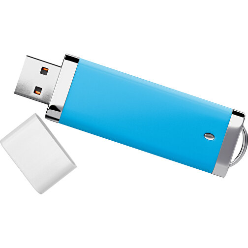 PromoPerfect USB-STICK 2.0 PLASTIK , himmelblau / weiß MB , 16 GB , Gummiplastik, Kunststoff MB , 7,00cm x 0,70cm x 2,00cm (Länge x Höhe x Breite), Bild 1