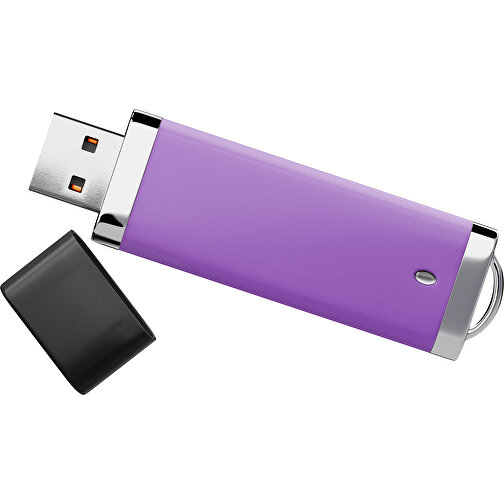 PromoPerfect USB-STICK 2.0 PLASTIK , lavendellila / schwarz MB , 16 GB , Gummiplastik, Kunststoff MB , 7,00cm x 0,70cm x 2,00cm (Länge x Höhe x Breite), Bild 1