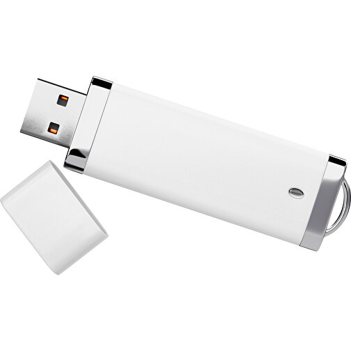 PromoPerfect USB-STICK 2.0 PLASTIK , weiß MB , 4 GB , Gummiplastik, Kunststoff MB , 7,00cm x 0,70cm x 2,00cm (Länge x Höhe x Breite), Bild 1