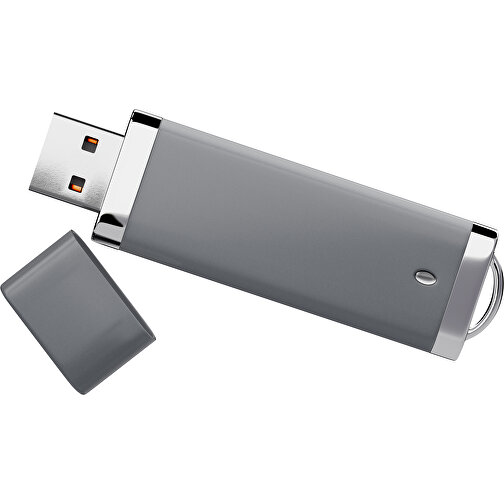 PromoPerfect USB-STICK 2.0 PLASTIK , dunkelgrau MB , 4 GB , Gummiplastik, Kunststoff MB , 7,00cm x 0,70cm x 2,00cm (Länge x Höhe x Breite), Bild 1