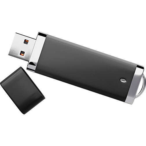 PromoPerfect USB-STICK 2.0 PLASTIK , schwarz MB , 4 GB , Gummiplastik, Kunststoff MB , 7,00cm x 0,70cm x 2,00cm (Länge x Höhe x Breite), Bild 1