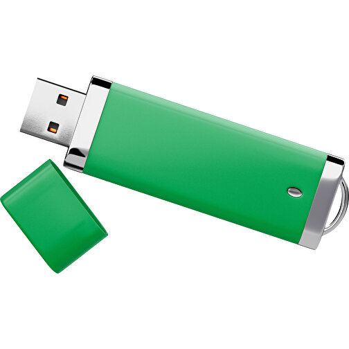 PromoPerfect USB-STICK 2.0 PLASTIK , grün MB , 4 GB , Gummiplastik, Kunststoff MB , 7,00cm x 0,70cm x 2,00cm (Länge x Höhe x Breite), Bild 1