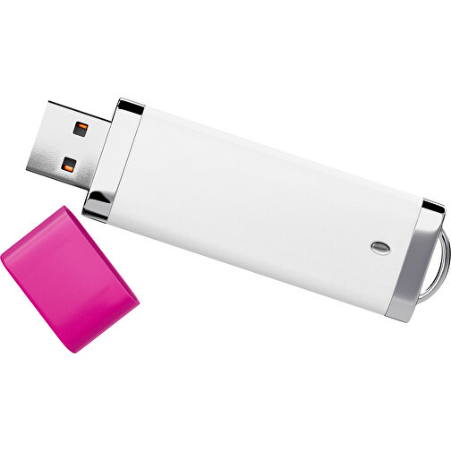 PromoPerfect USB-STICK 2.0 PLASTIK , weiß / pink MB , 32 GB , Gummiplastik, Kunststoff MB , 7,00cm x 0,70cm x 2,00cm (Länge x Höhe x Breite), Bild 1