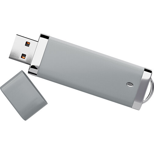 PromoPerfect USB-STICK 2.0 PLASTIK , silber MB , 2 GB , Gummiplastik, Kunststoff MB , 7,00cm x 0,70cm x 2,00cm (Länge x Höhe x Breite), Bild 1