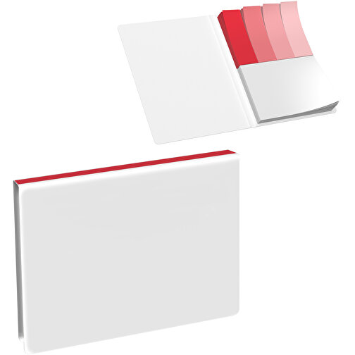 Softcover Haftnotiz-Set Mina , weiß / dunkelrot, Papier, 10,50cm x 0,60cm x 7,50cm (Länge x Höhe x Breite), Bild 1