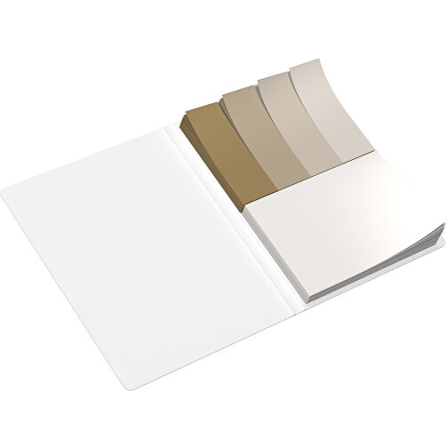 Softcover Haftnotiz-Set Mina , gold / weiss, Papier, 10,50cm x 0,60cm x 7,50cm (Länge x Höhe x Breite), Bild 3