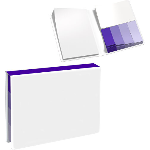 Softcover Haftnotiz-Set Stacey , weiss / violet, Papier, 10,60cm x 1,00cm x 7,60cm (Länge x Höhe x Breite), Bild 1