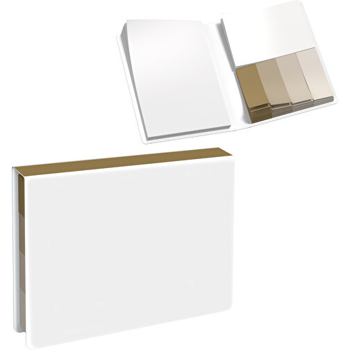 Softcover Haftnotiz-Set Stacey , weiß / gold, Papier, 10,60cm x 1,00cm x 7,60cm (Länge x Höhe x Breite), Bild 1