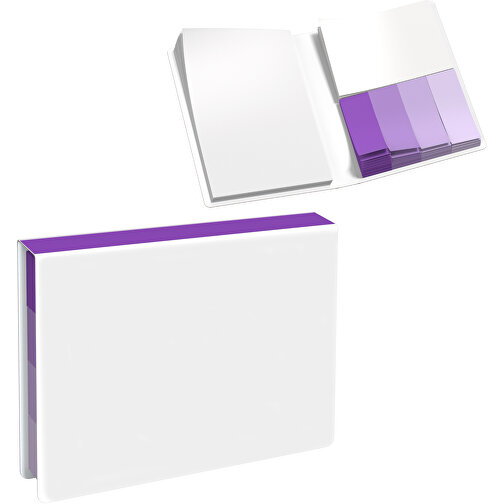 Softcover Haftnotiz-Set Stacey , weiss / lavendellila, Papier, 10,60cm x 1,00cm x 7,60cm (Länge x Höhe x Breite), Bild 1