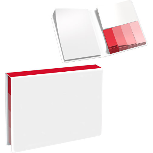 Softcover Haftnotiz-Set Stacey , weiss / dunkelrot, Papier, 10,60cm x 1,00cm x 7,60cm (Länge x Höhe x Breite), Bild 1