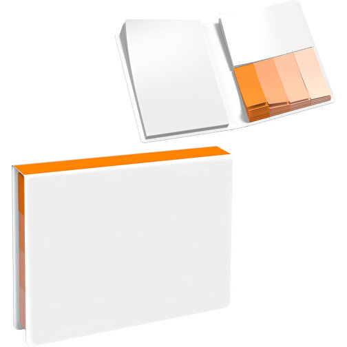 Softcover Haftnotiz-Set Stacey , weiß / gelborange, Papier, 10,60cm x 1,00cm x 7,60cm (Länge x Höhe x Breite), Bild 1