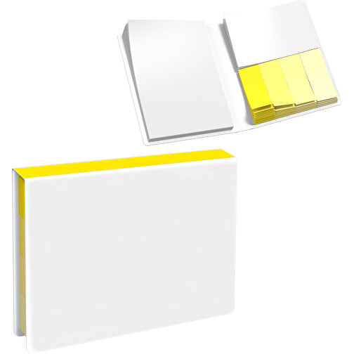 Softcover Haftnotiz-Set Stacey , weiß / gelb, Papier, 10,60cm x 1,00cm x 7,60cm (Länge x Höhe x Breite), Bild 1