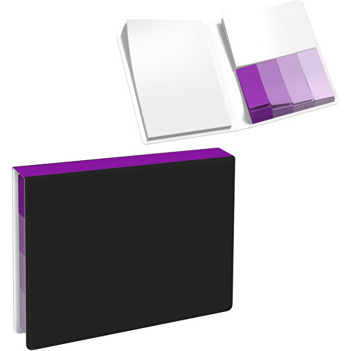 Softcover Haftnotiz-Set Stacey , schwarz / dunkelmagenta, Papier, 10,60cm x 1,00cm x 7,60cm (Länge x Höhe x Breite), Bild 1