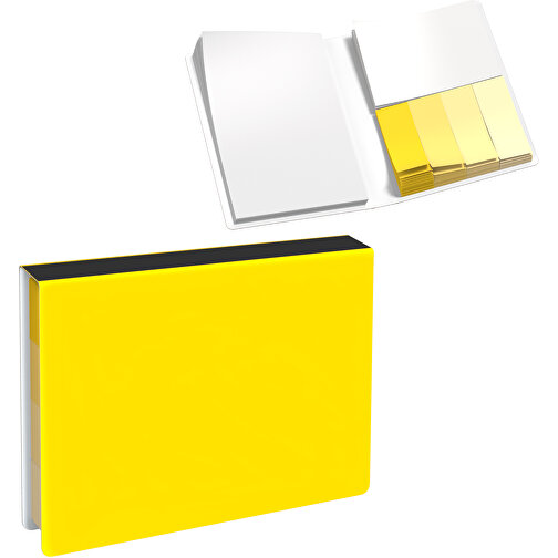 Softcover Haftnotiz-Set Stacey , goldgelb / schwarz, Papier, 10,60cm x 1,00cm x 7,60cm (Länge x Höhe x Breite), Bild 1