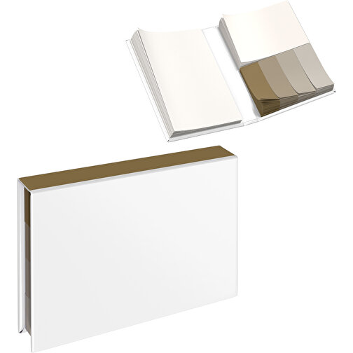 Hardcover Haftnotiz-Set Ana , weiss / gold, Papier, 10,50cm x 1,50cm x 7,50cm (Länge x Höhe x Breite), Bild 1