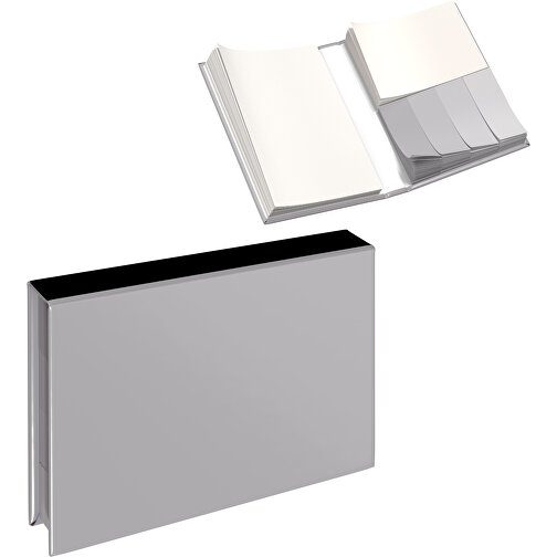 Hardcover Haftnotiz-Set Ana , hellgrau / schwarz, Papier, 10,50cm x 1,50cm x 7,50cm (Länge x Höhe x Breite), Bild 1