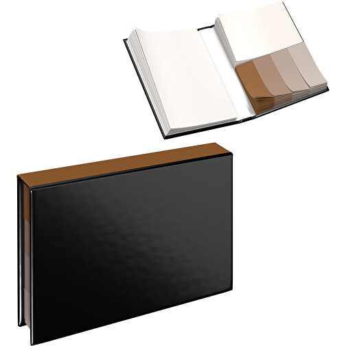 Hardcover Haftnotiz-Set Ana , schwarz / erdbraun, Papier, 10,50cm x 1,50cm x 7,50cm (Länge x Höhe x Breite), Bild 1