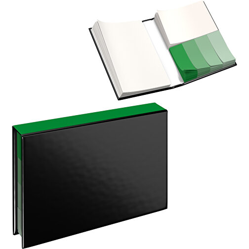 Hardcover Haftnotiz-Set Ana , schwarz / grün, Papier, 10,50cm x 1,50cm x 7,50cm (Länge x Höhe x Breite), Bild 1