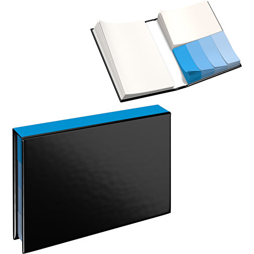 Hardcover Haftnotiz-Set Ana , schwarz / himmelblau, Papier, 10,50cm x 1,50cm x 7,50cm (Länge x Höhe x Breite), Bild 1