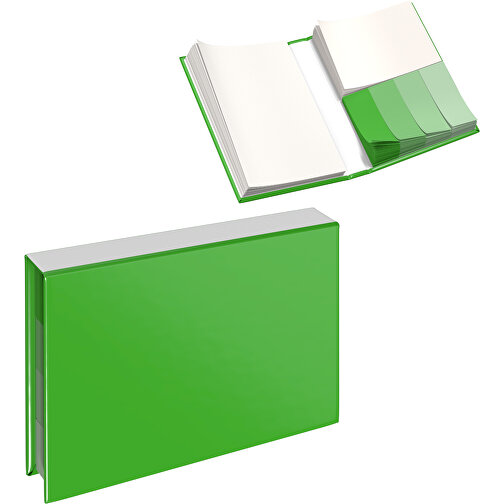 Hardcover Haftnotiz-Set Ana , grasgrün / weiss, Papier, 10,50cm x 1,50cm x 7,50cm (Länge x Höhe x Breite), Bild 1