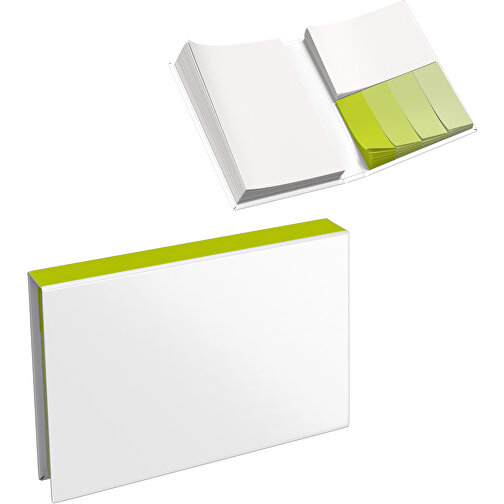 Hardcover Haftnotiz-Set Steffen , weiss / hellgrün, Papier, 10,50cm x 1,80cm x 7,50cm (Länge x Höhe x Breite), Bild 1