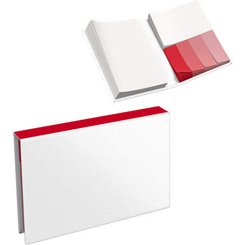 Hardcover Haftnotiz-Set Steffen , weiss / ampelrot, Papier, 10,50cm x 1,80cm x 7,50cm (Länge x Höhe x Breite), Bild 1