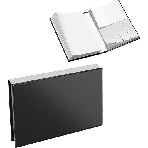 Hardcover Haftnotiz-Set Steffen , schwarz / weiß, Papier, 10,50cm x 1,80cm x 7,50cm (Länge x Höhe x Breite), Bild 1