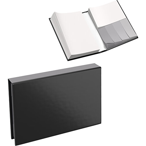 Hardcover Haftnotiz-Set Steffen , schwarz / hellgrau, Papier, 10,50cm x 1,80cm x 7,50cm (Länge x Höhe x Breite), Bild 1