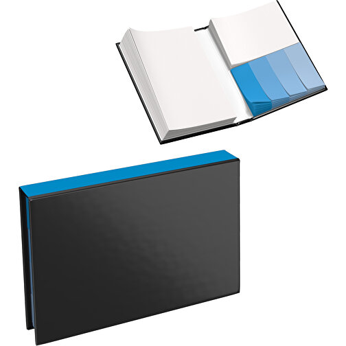 Hardcover Haftnotiz-Set Steffen , schwarz / himmelblau, Papier, 10,50cm x 1,80cm x 7,50cm (Länge x Höhe x Breite), Bild 1