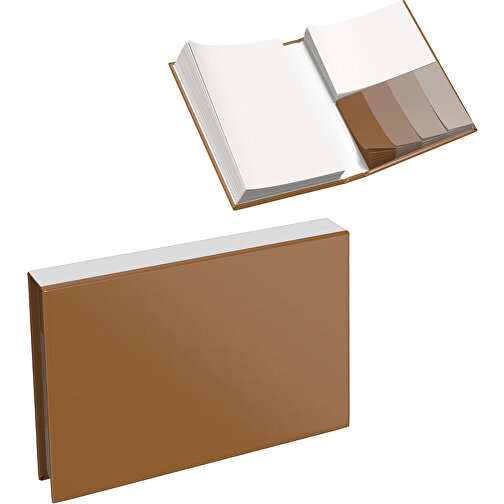 Hardcover Haftnotiz-Set Steffen , erdbraun / weiss, Papier, 10,50cm x 1,80cm x 7,50cm (Länge x Höhe x Breite), Bild 1