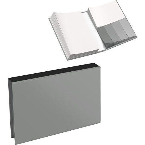 Hardcover Haftnotiz-Set Steffen , grau / schwarz, Papier, 10,50cm x 1,80cm x 7,50cm (Länge x Höhe x Breite), Bild 1