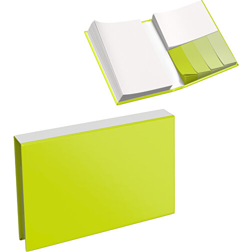 Hardcover Haftnotiz-Set Steffen , hellgrün / weiss, Papier, 10,50cm x 1,80cm x 7,50cm (Länge x Höhe x Breite), Bild 1