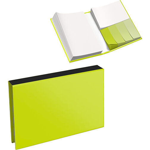 Hardcover Haftnotiz-Set Steffen , hellgrün / schwarz, Papier, 10,50cm x 1,80cm x 7,50cm (Länge x Höhe x Breite), Bild 1