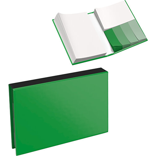 Hardcover Haftnotiz-Set Steffen , grün / schwarz, Papier, 10,50cm x 1,80cm x 7,50cm (Länge x Höhe x Breite), Bild 1