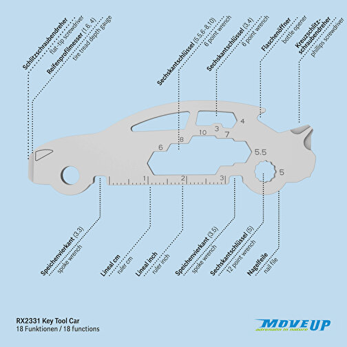 ROMINOX® Key Tool Car / Auto (18 Funktionen) Super Dad , Edelstahl, 7,50cm x 0,23cm x 2,50cm (Länge x Höhe x Breite), Bild 8