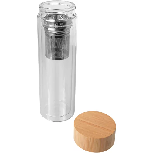 Bouteille à infusion Bailey en verre borosilicate de 400 ml avec couvercle en bambou, Image 4